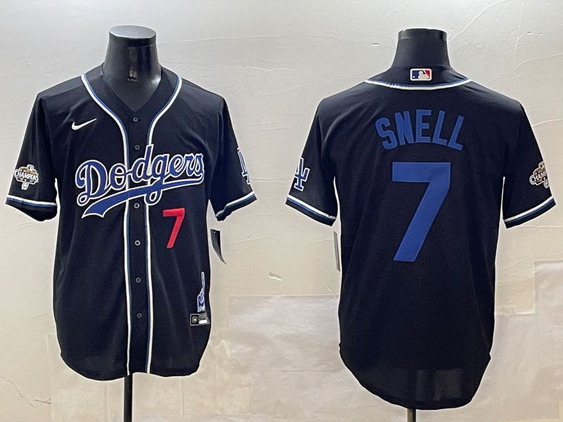 Men Los Angeles Dodgers #7 Snell Black Fashion Game 2025 Nike MLB Jersey style 30618